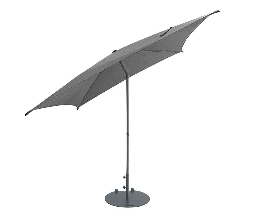 Anthrazitfarbener Leco Marktschirm, 250 x 250 cm, inklusive Abdeckhaube.