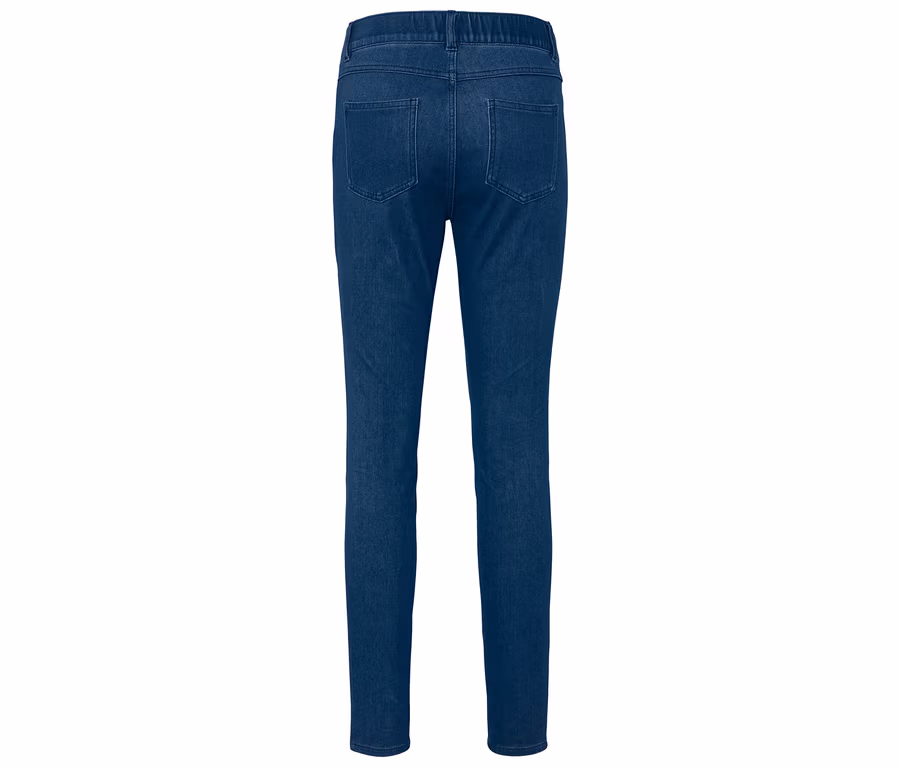 Rückansicht einer dunkelblauen Jeans.