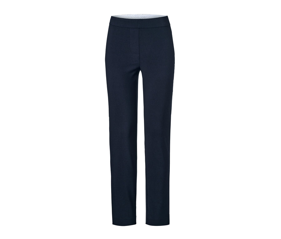 Dunkelblaue Stretchhose.