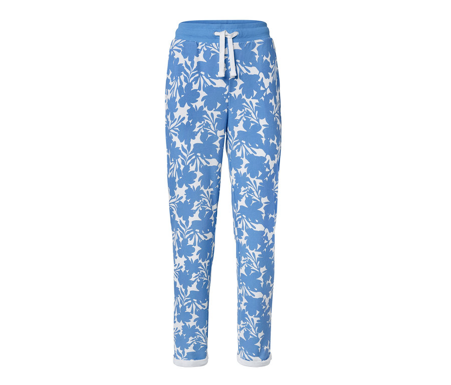 Blaue bedruckte Sweatpants mit Blumenmuster.