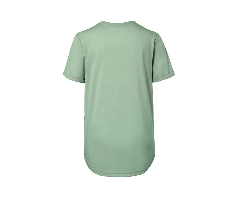 Rückansicht des grünen Longshirts.