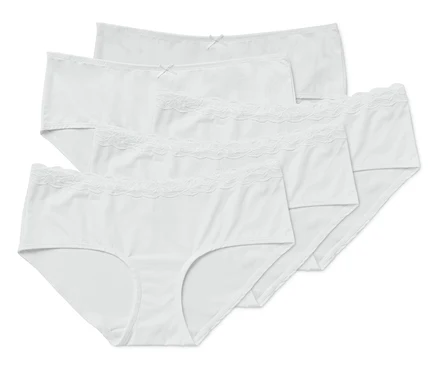 Fünf weiße Pantys.