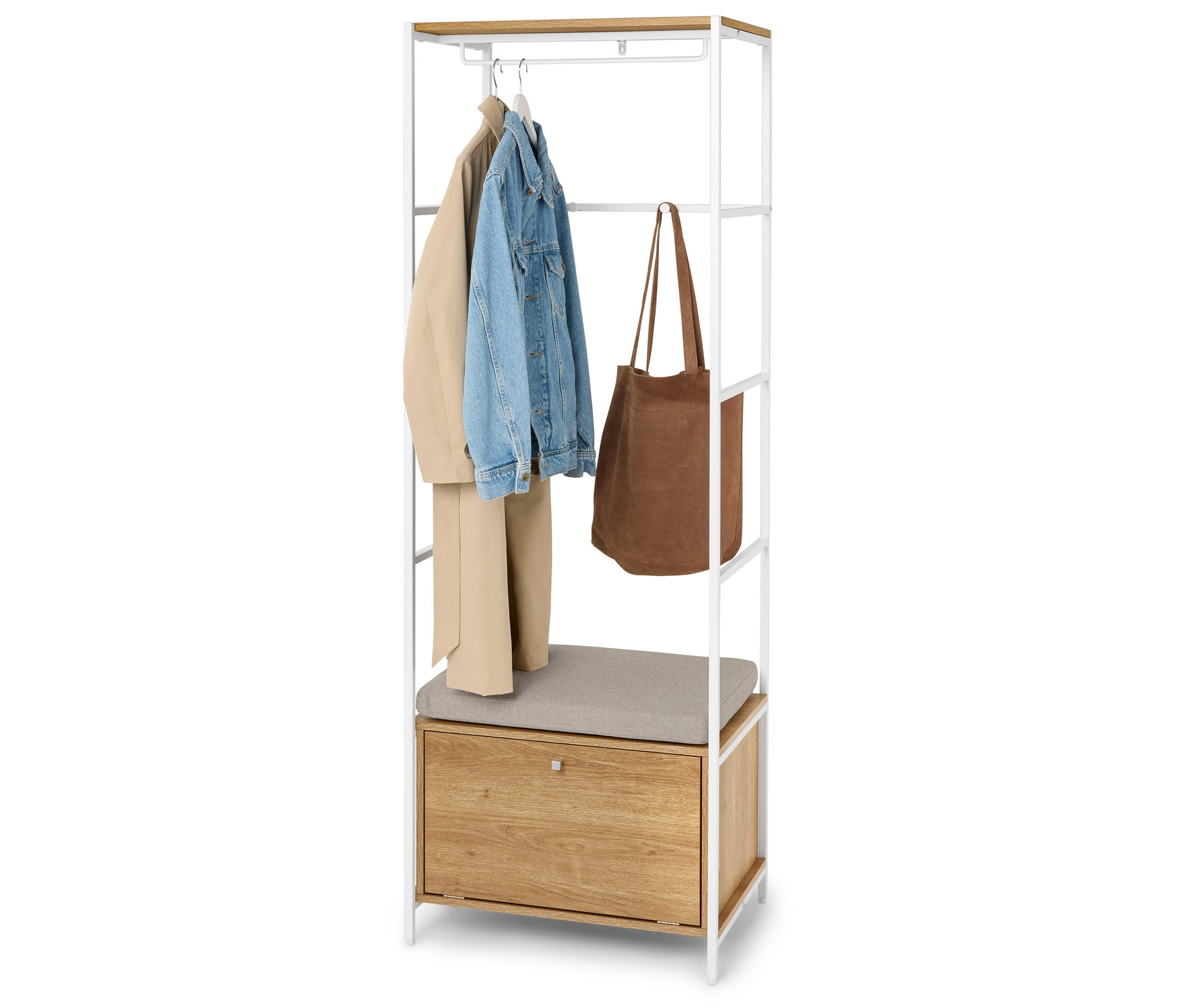 Tchibo - Garderobe »Grade« mit Sitzbank und Polster - 60,2x45x178cm - silber - - Holzwerkstoffe / Metall / Polyester