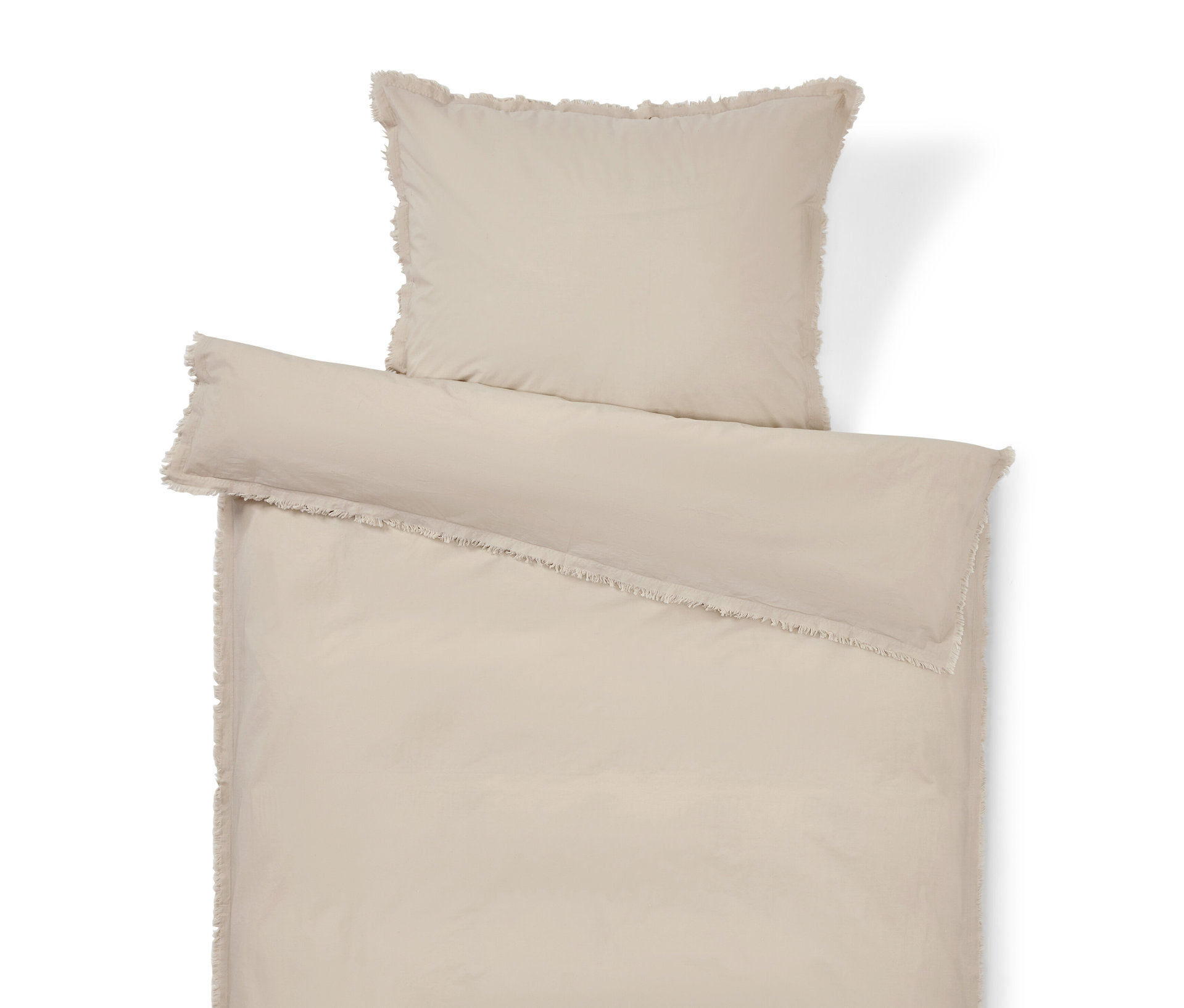Premium-Perkal-Bettwäsche mit Fransen - beige - beige