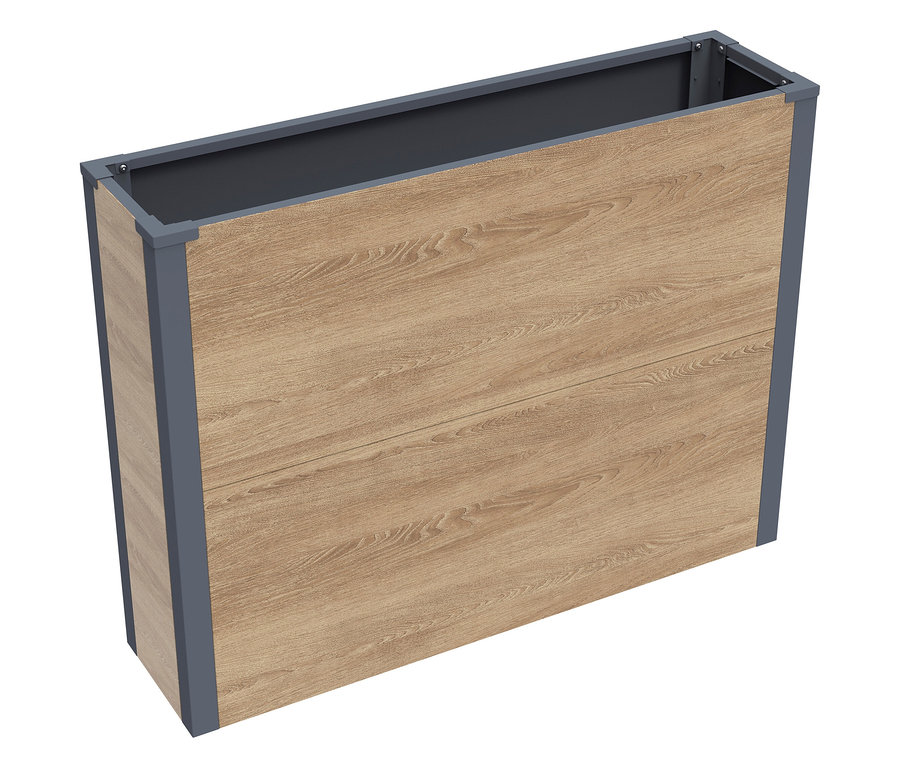 Holzfarbener Pflanzkasten mit Einlegeboden, ca. 77cm hoch.