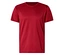 Rotes T-Shirt mit kurzen Ärmeln, von vorne fotografiert.