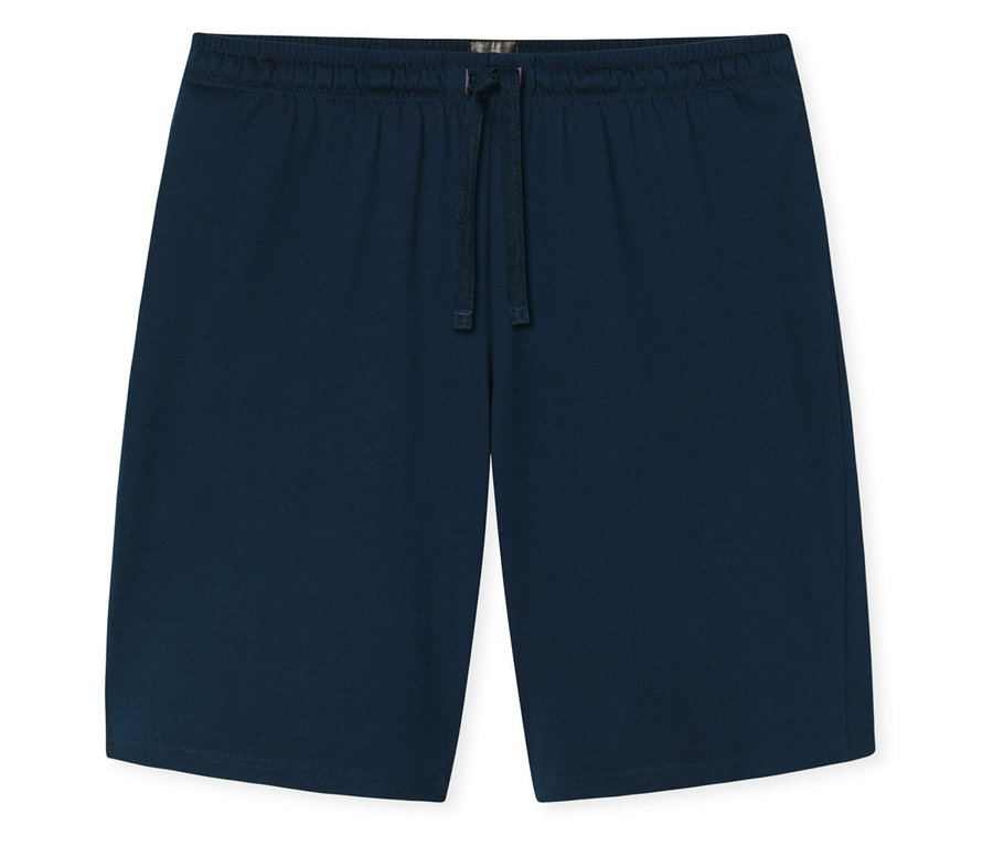 Nahaufnahme von marineblauen Shorts mit Kordelzug.