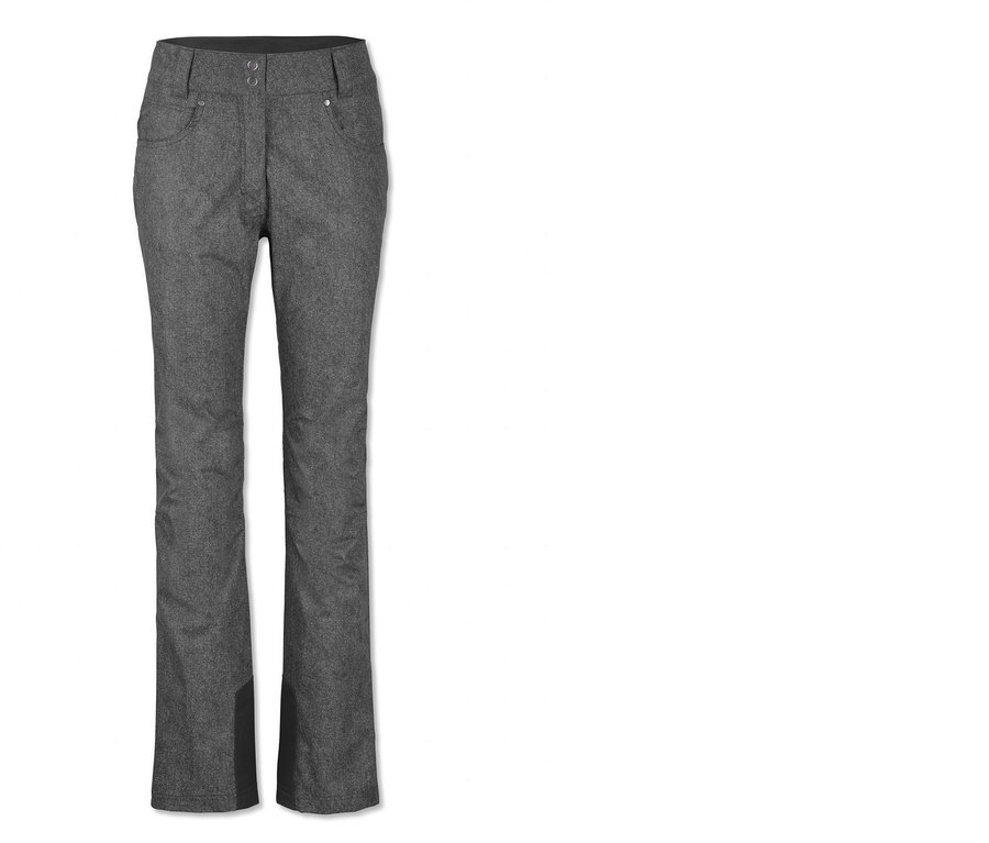 Graue Fashion-Skihose auf weißem Hintergrund.