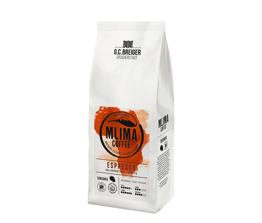 Eine Packung MLIMA Coffee - Espresso - 1x 500 g Ganze Bohne.