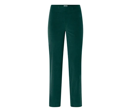 Grüne, lange Hose mit geradem Bein und elastischem Bund.