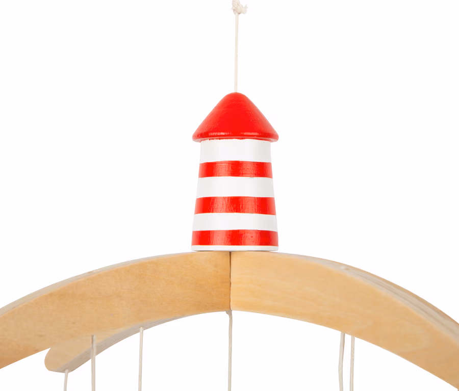 small foot Mobile mit Halterung "Seaside" mit Leuchtturm-Motiv.