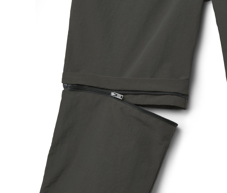 Detail einer Funktionshose, abzippbar mit Reissverschluss.