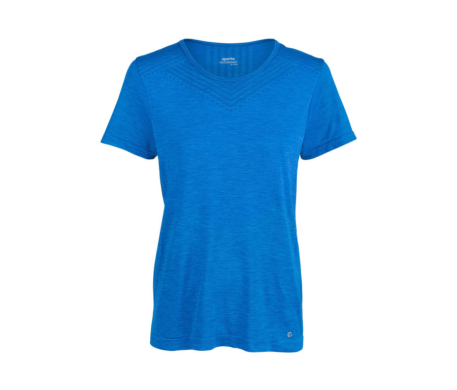 Blaues Seamless-Funktionsshirt mit kurzen Ärmeln.