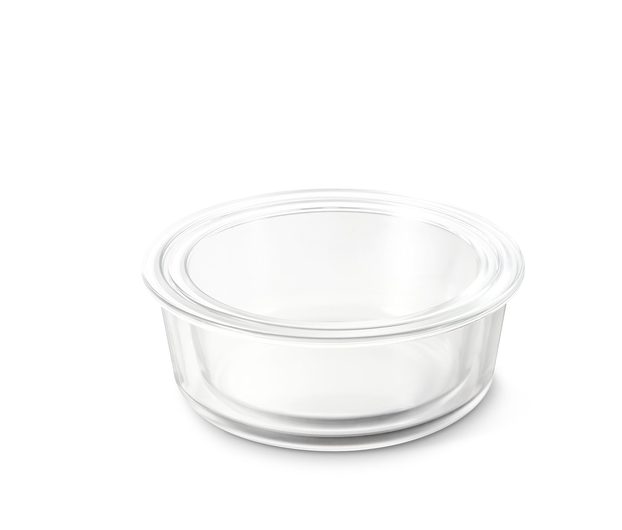 Zwei Glasschüsseln mit Deckel.