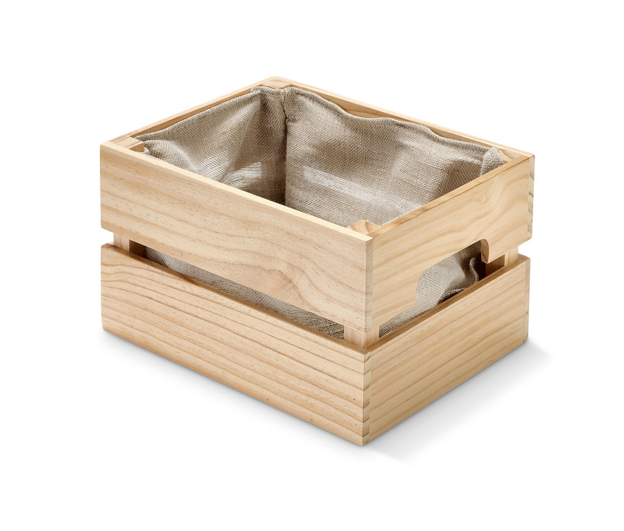 Heller Pflanzkasten »Weinkiste« mit Jute-Einsatz.