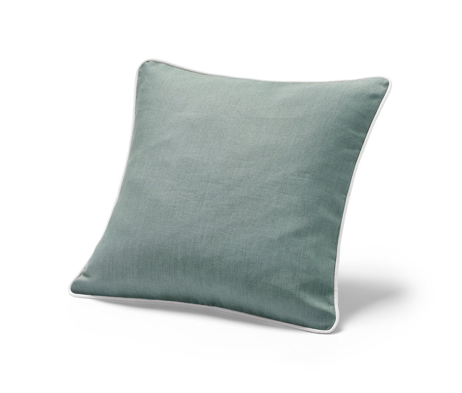 Ein Leinen-Dekokissenbezug.