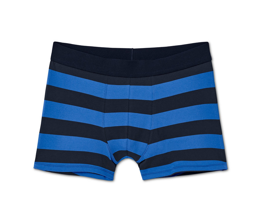Eine einzelne blaue und dunkelblaue gestreifte Herren-Slipboxer. 5 Slipboxer