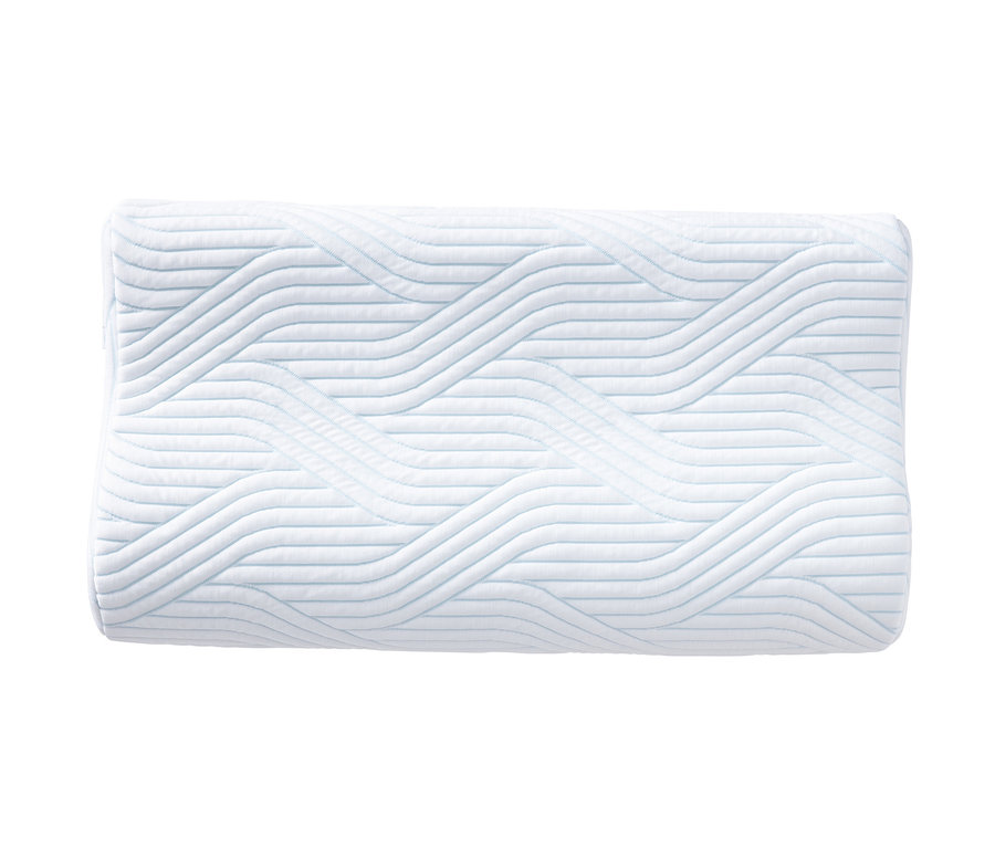 Nahaufnahme eines TEMPUR® Shape Queen SmartCool™ Kissens mit einem geometrischen Muster.