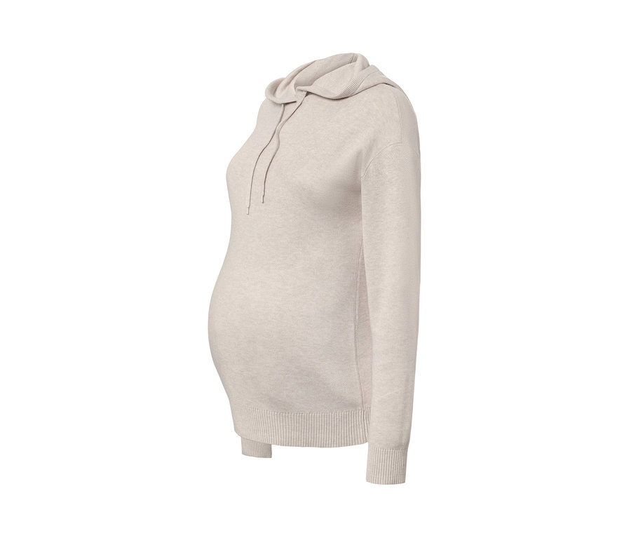 Beige Umstands-Loungekombination mit Kapuze und langen Ärmeln.
