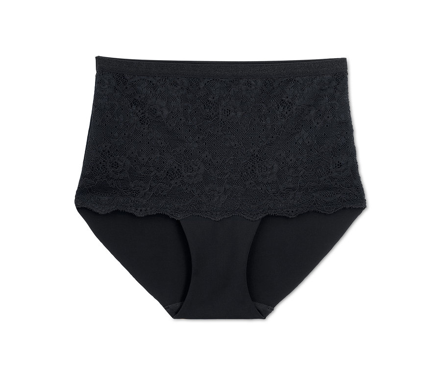 Eine schwarze Bodyforming-Panty auf weißem Hintergrund.