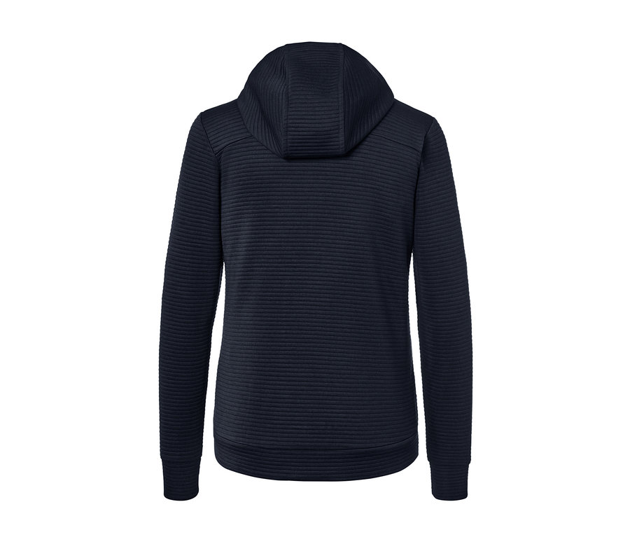 Dunkelblaue Kapuzenjacke von hinten.