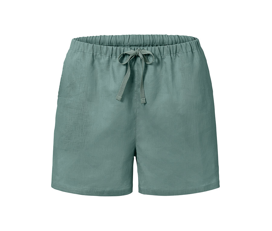 Grüne Shorty-Pyjama mit Kordelzug in der Taille.