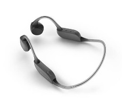 Graue Philips Bone Conduction Kopfhörer »TAA6606BK« auf weißem Hintergrund.