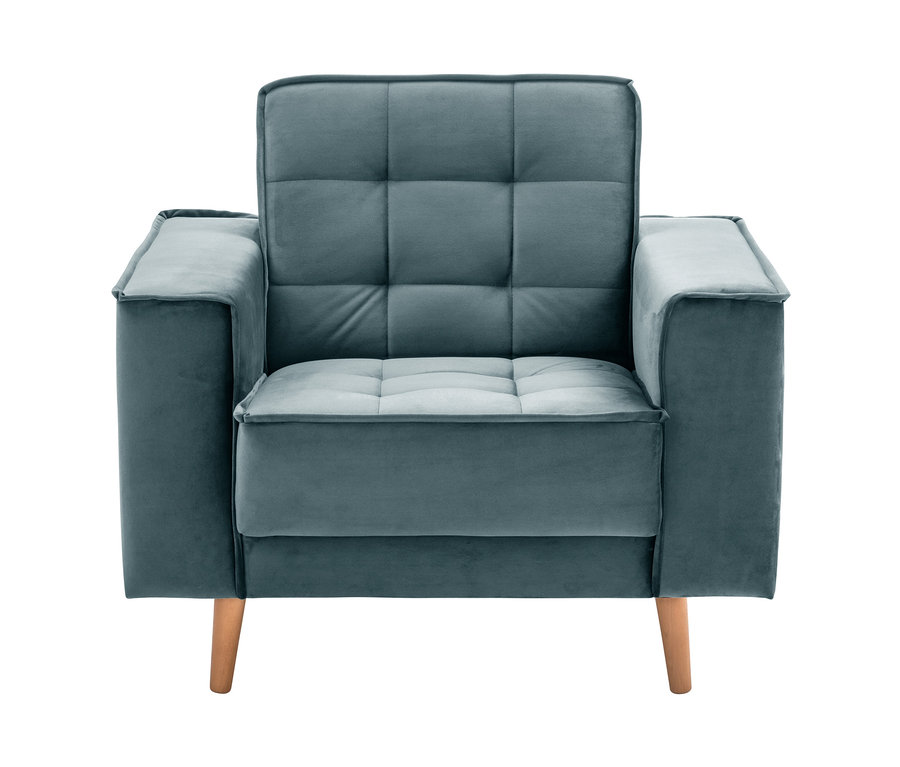 Frontansicht des azurblauen Max Winzer® Sessels »Jolene«.