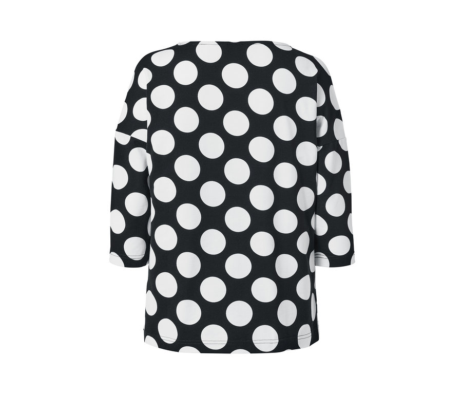 Schwarz-weiß gepunktetes Shirt mit 3/4-Arm.