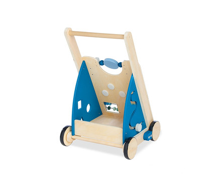 Pinolino Activity-Lauflernwagen »Titus« aus Holz mit blauen Akzenten und Rädern.