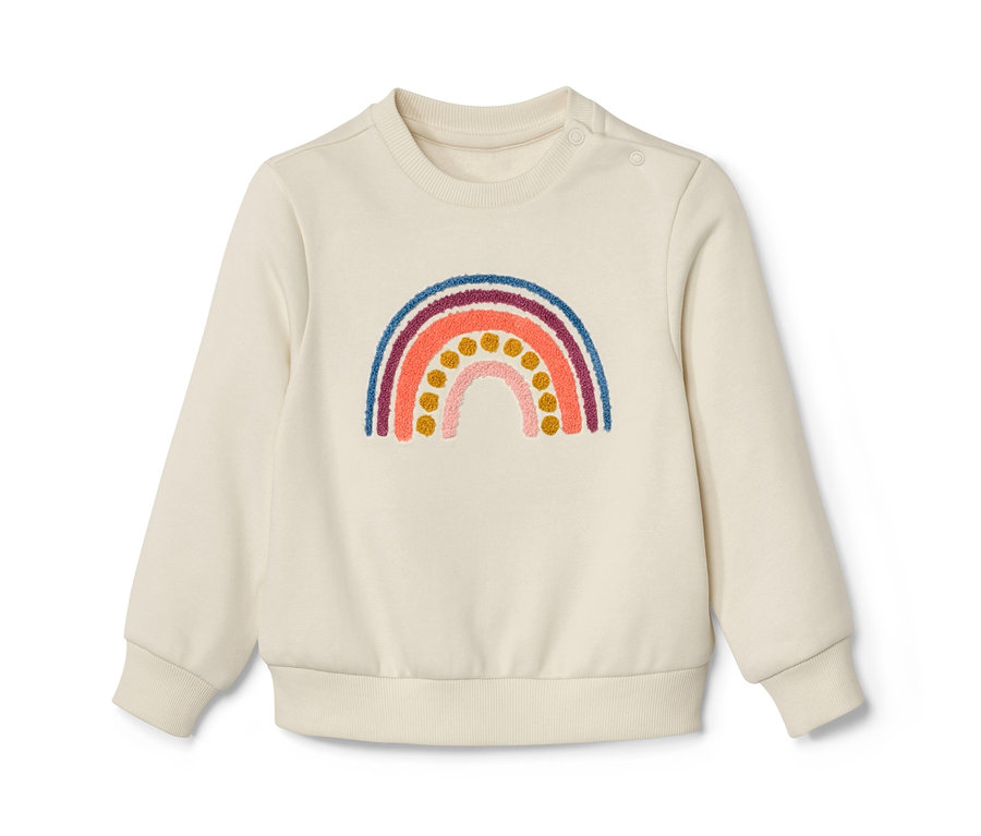 Kinder-Sweater mit Regenbogen-Applikation.