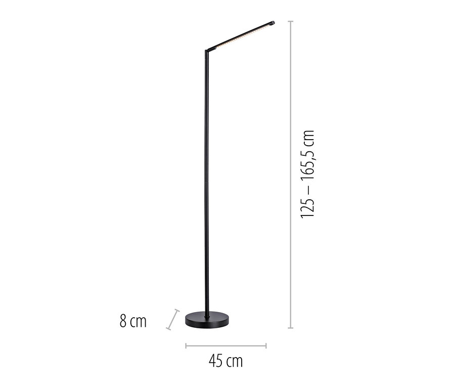 Schwarze Stehlampe »Dawda« auf weißem Hintergrund.