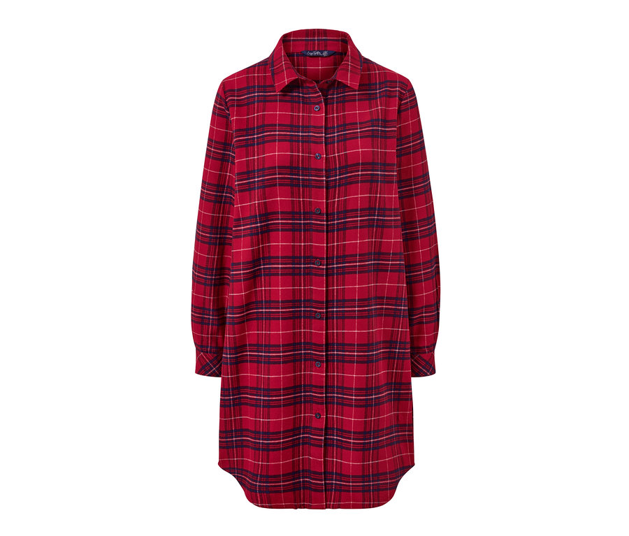 Ein rotes Flanell-Nachthemd mit Karomuster.
