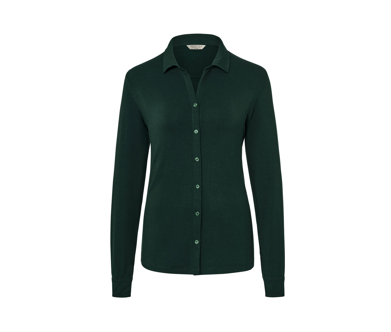 Dunkelgrünes Blusenshirt mit Knopfleiste.