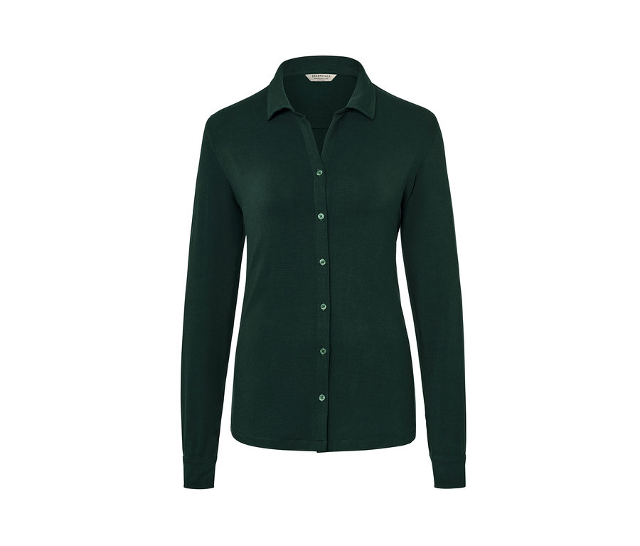 Dunkelgrünes Blusenshirt mit Knopfleiste.