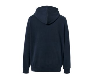 Rückansicht eines marineblauen Hoodie »Mustang«.