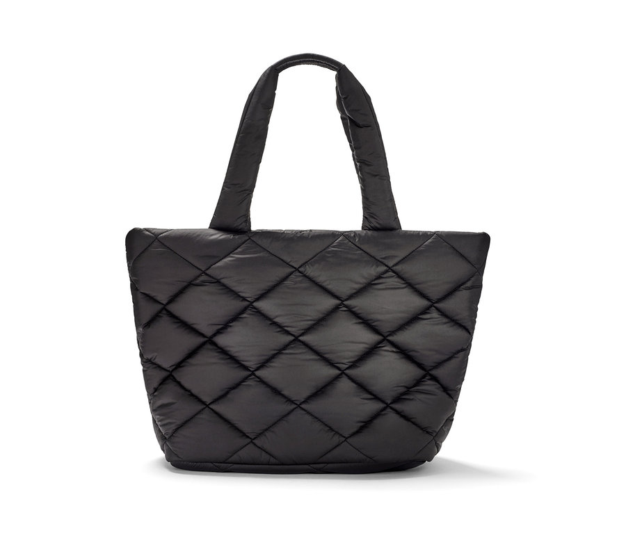 Schwarzer, gesteppter Shopper.