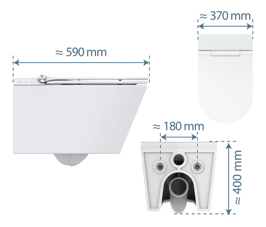 Abmessungen des SCHÜTTE Dusch-WC »Cesari«.