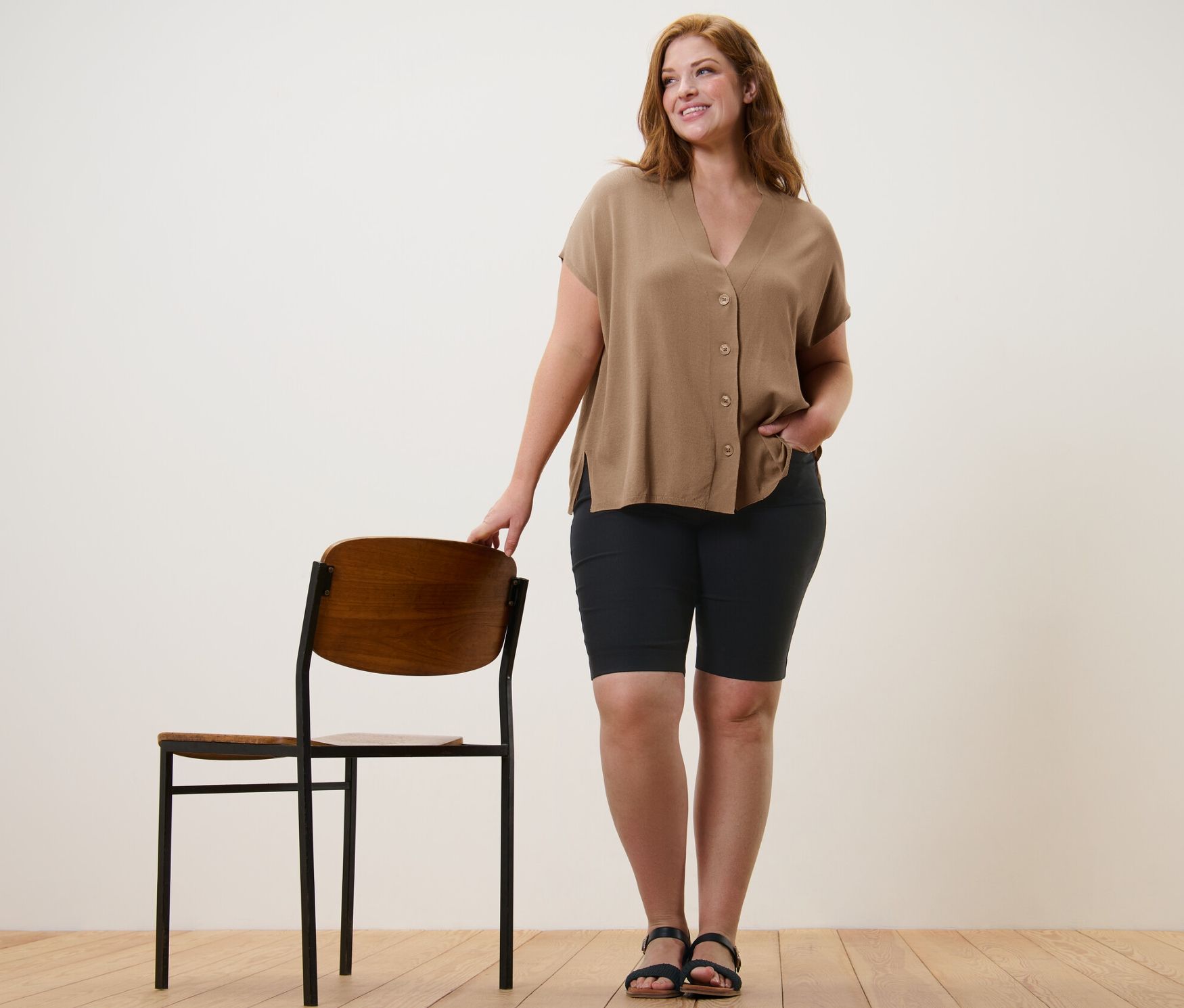 Thumbnail - Tchibo - Kurzärmliger Cardigan - Damen - Gr. S - beige
