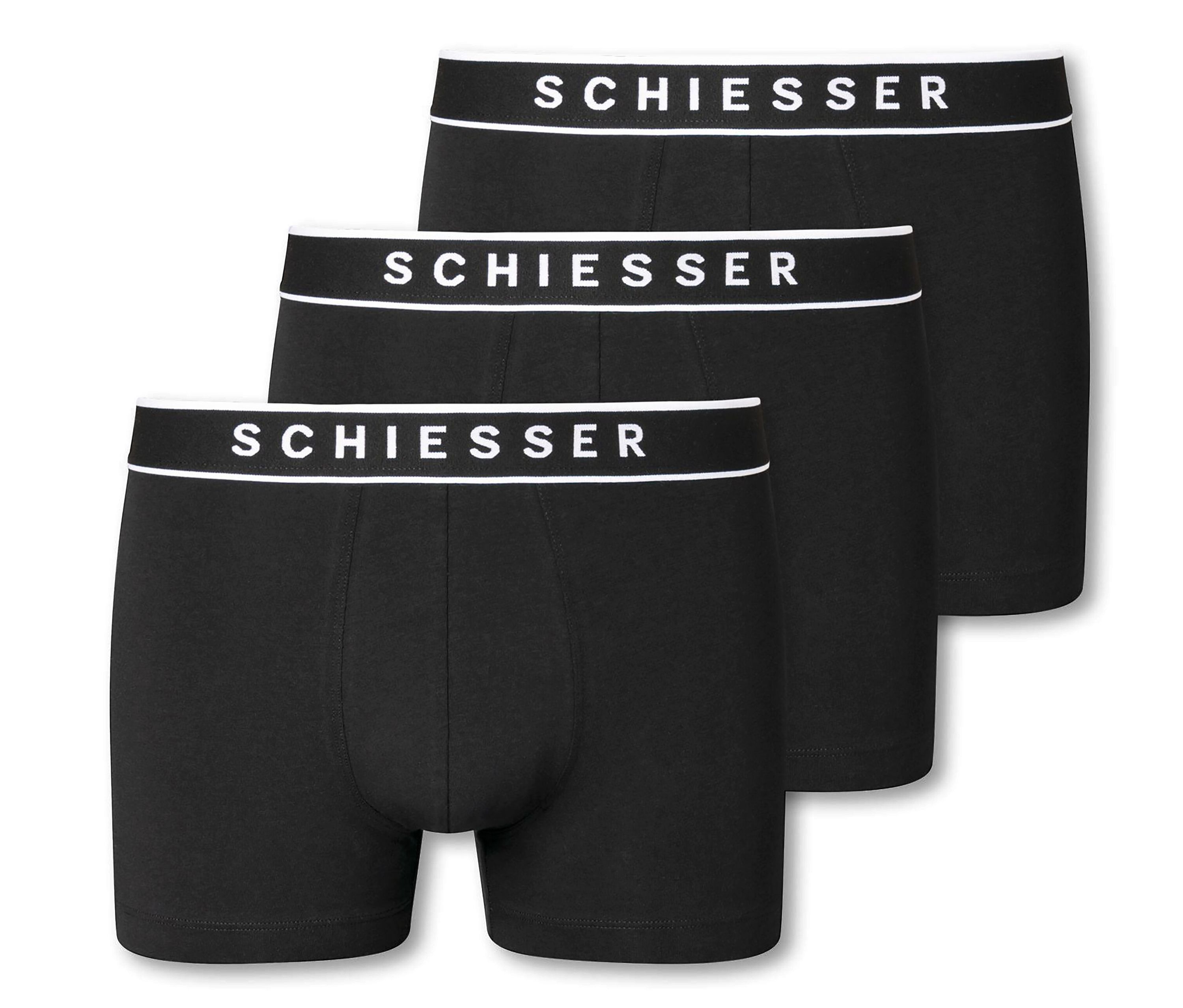 3 Schiesser Shorts mit Bio-Baumwolle - Herren - Gr. S/4 - schwarz