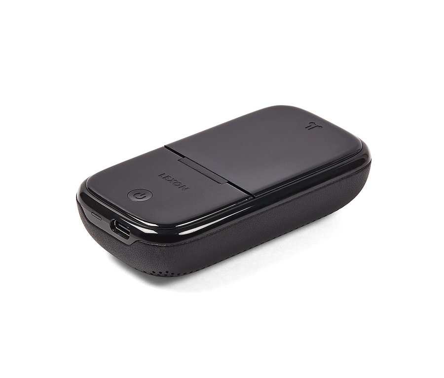 Schwarzes Lexon »SPEAKER BUDS« TWS-Kopfhörer-Etui mit Lautsprecher.
