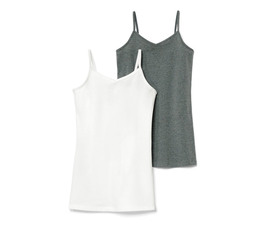 Zwei Unterhemden: ein weißes und ein graues.