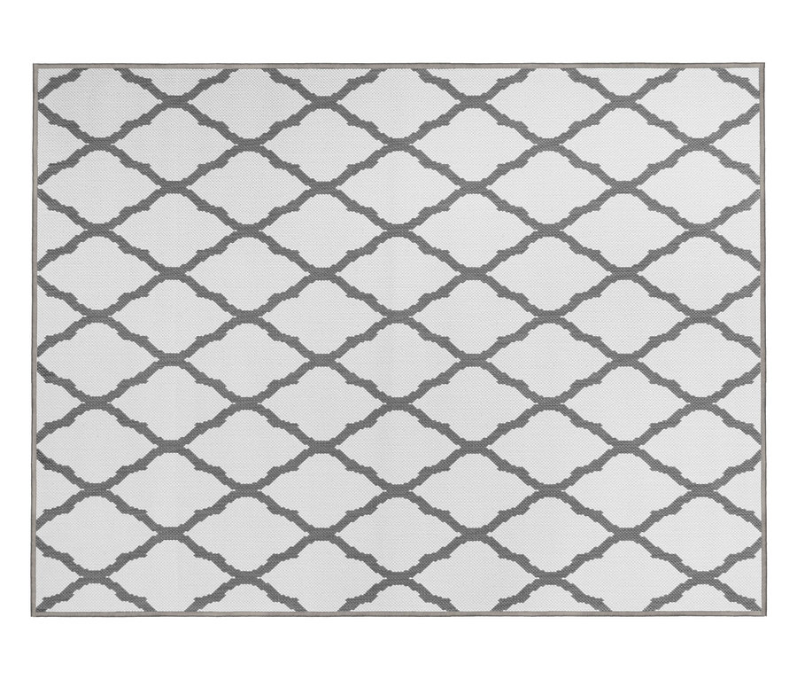 Grauer Outdoor-Wendeteppich »Rhombus« mit geometrischem Muster.