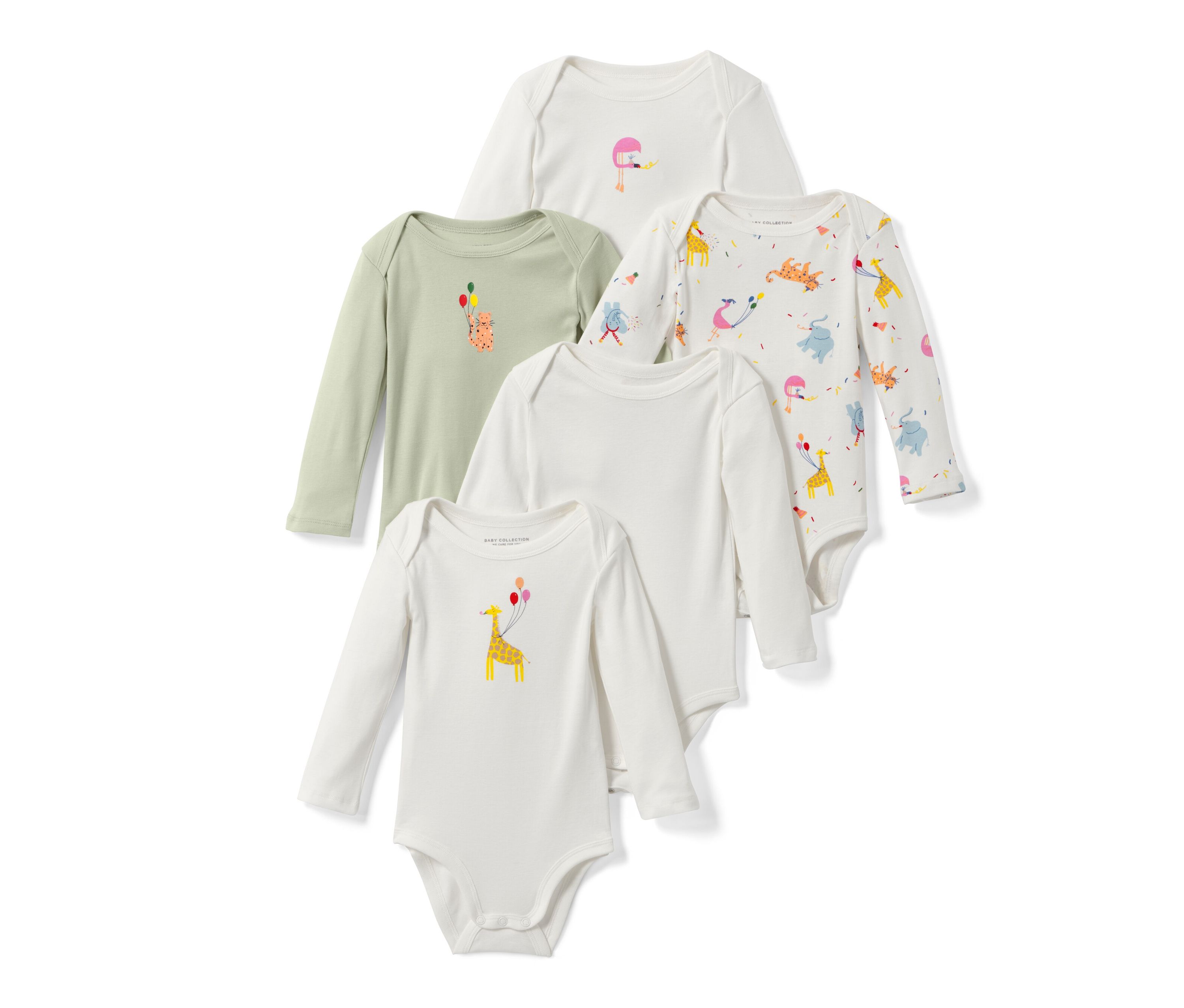 Tchibo - 5 Baby-Bodys mit Mitwachsfunktion - Baby - Gr. 74/80 - mintgrün/print