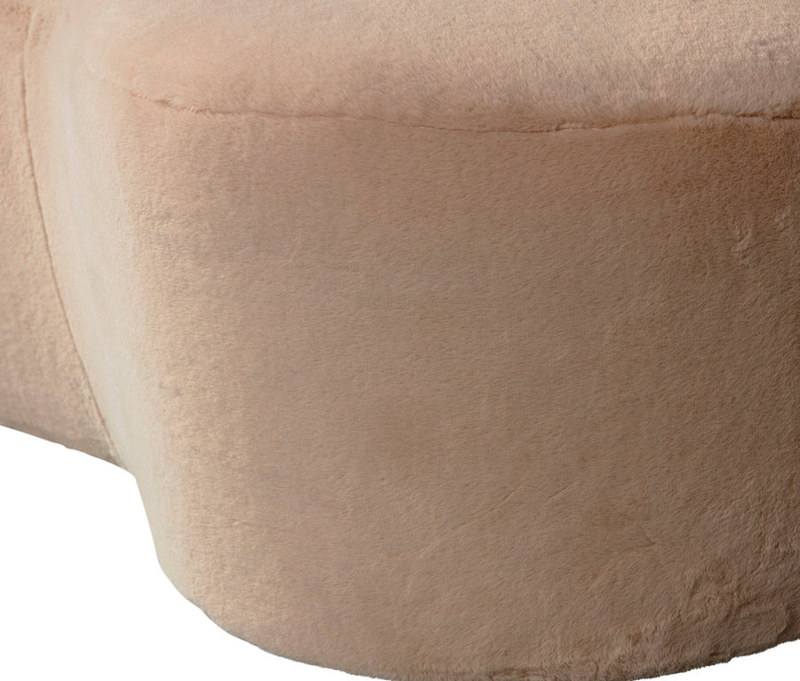 Detailansicht der linken Seite des beigen Woood Sofas, »Stone«.