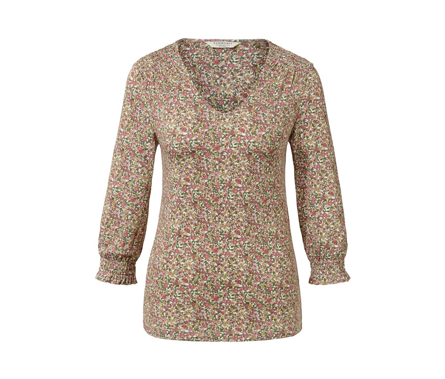 Blusenshirt mit 3/4-Arm mit Blumenmuster.