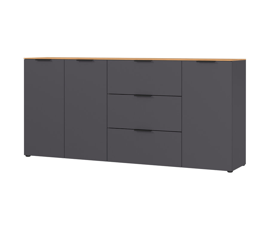 Detailaufnahme eines großen, graphitfarbenen Sideboards »CALIFORNIA«.