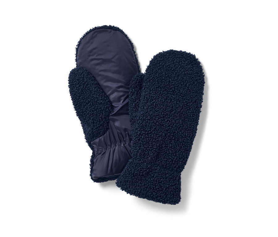 Zwei marineblaue Fäustlinge.