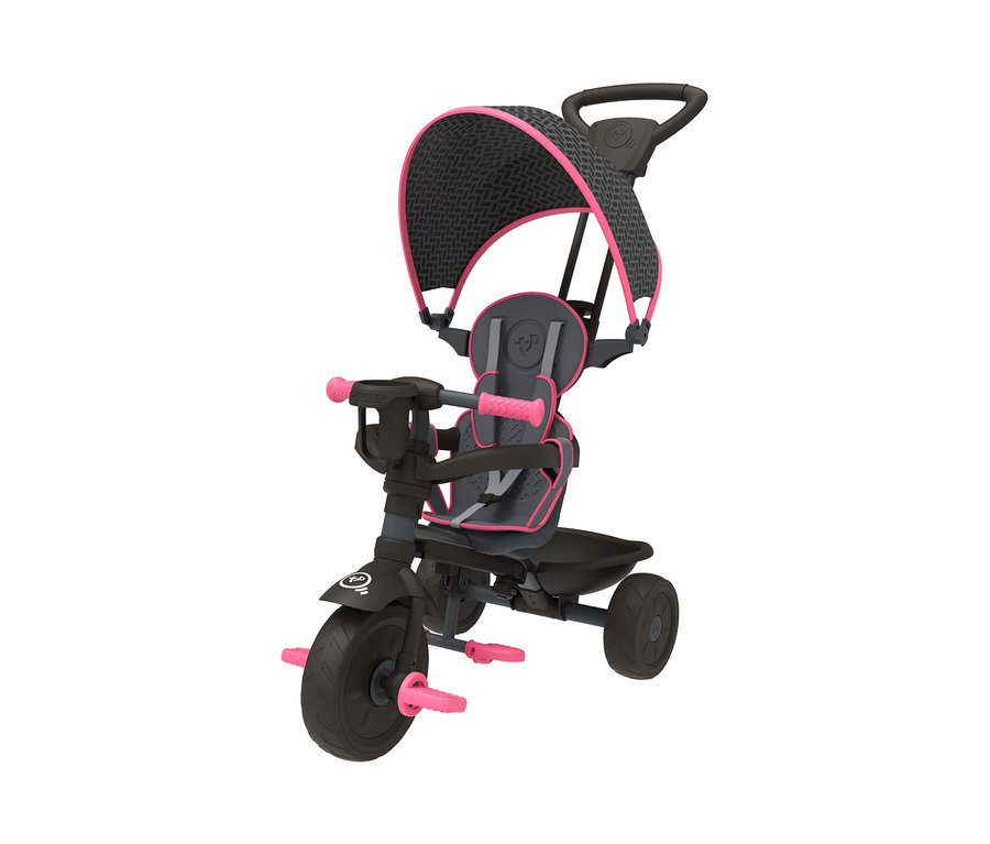 Schwarzes TP Toys 4-in-1-Dreirad »Panther« mit pinken Details.