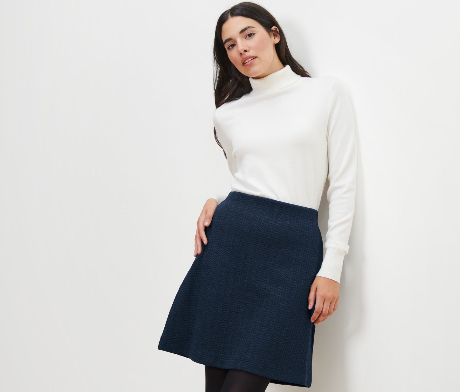 Thumbnail - Tchibo - Sweatrock mit Zopfmuster - Damen - Gr. S - dunkelblau/jacquard